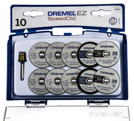 Dremel - 2615S690JA - Dremel 微型 SpeedClic 配件套装 2615S690JA, 内含常规 38 mm 金属切割轮套件 (x6)，特殊薄型切割轮 (x2)，独特的塑料切割轮 (x2)		