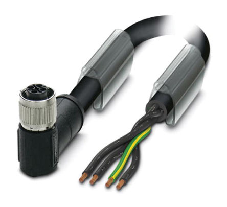 Phoenix Contact - 1408852 - Phoenix Contact 2m ɫ Դ 1408852, 4 ĸ M12  ն˽ͷ, 12 A, 630 V		