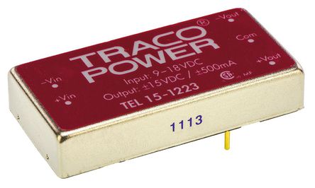 TRACOPOWER - TEL 15-1223 - TRACOPOWER TEL 15 ϵ 15W ʽֱ-ֱת TEL 15-1223, 9  18 V ֱ, 15V dc, 500mA, 1.5kV dcѹ, 1 x 2 inװ		