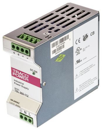 TRACOPOWER - TSL 060-112 - TRACOPOWER 60W ģʽ DIN 尲װԴ TSL 060-112, 85%Ч, 264V ac, 5A, 14V dc 12V dc/		