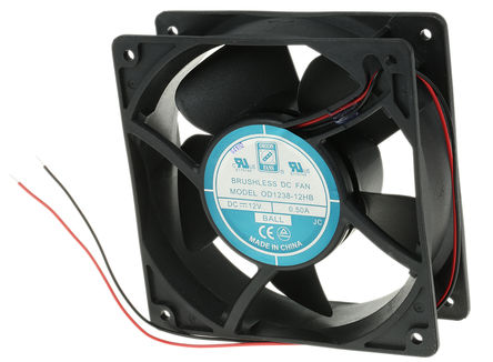 RS Pro - OD1238-12HB - RS Pro OD1238 ϵ 6W 12 V ֱ  OD1238-12HB, 178.5m3/h, 2800rpm, 120 x 120 x 38.5mm		