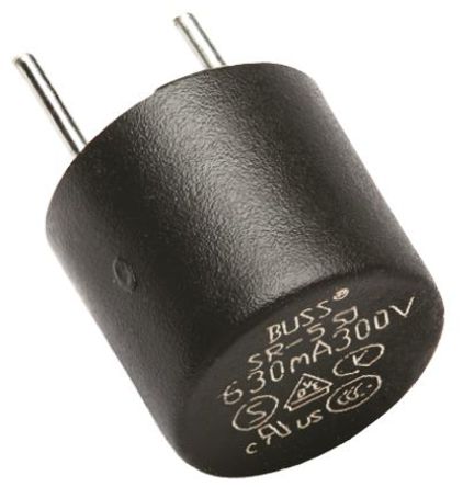 Cooper Bussmann - SR-5-250MA-BK - Cooper Bussmann 250mA  Ը߶˽۶ SR-5-250MA-BK, T۶ٶ, 250V ac, 8.5mmֱ, 8.1mm		