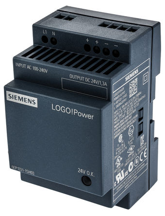 Siemens - 6EP1331-1SH03 - Siemens 30W ģʽ DIN 尲װԴ 6EP1331-1SH03, 85%Ч, 264V ac, 1.3A, 24V dc 24V dc/		