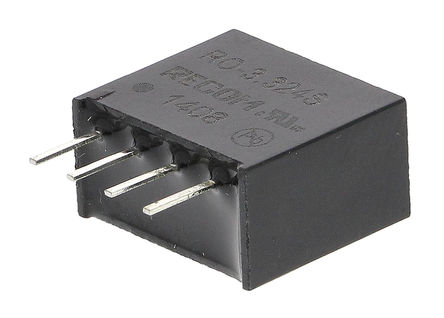 Recom - RO-3.324S - Recom RO ϵ 1W ʽֱ-ֱת RO-3.324S, 2.97  3.63 V ֱ, 24V dc, 42mA, 1kV dcѹ, SIPװ		