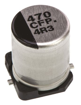 Panasonic - EEEFP1C471AP - Panasonic FP SMD ϵ�� 16 V ֱ�� 470��F SMD ���������� EEEFP1C471AP, ��20%�ݲ�, 80m��(��ֵ����), ���+105��C, F��װ		