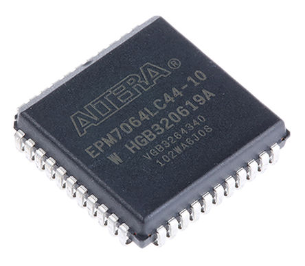 Altera - EPM7064LC44-10 - EPM7064LC44-10, 最大 7000系列 复杂可编程逻辑设备 CPLD, EEPROM存储器, 64宏单元, 36 I/O, 4逻辑块, ISP, 44针 PLCC封装		