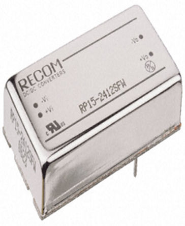 Recom - RP15-4815SFW - Recom RP15 FW ϵ 15W ʽֱ-ֱת RP15-4815SFW, 18  75 V ֱ, 15V dc, 1A, 1.6kV dcѹ, 86%Ч, DIPװ		