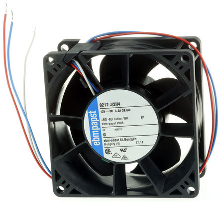 ebm-papst - 8212J/2H4 - ebm-papst 8200J ϵ 39W 12 V ֱ  8212J/2H4, 222m3/h, 14000rpm, 80 x 80 x 38mm		
