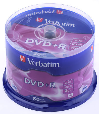 Verbatim - 43550 - Verbatim 4.7 GB 16X DVD, DVD+R 盘, 50 件装		