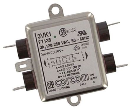 TE Connectivity - 3VK1 - TE Connectivity 3VK1 Դ߹, 3 A, 250 V , 2.81 x 1.81 x 1.16 in		