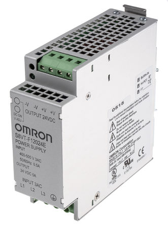 Omron - S8VT-F12024E - Omron 120W 开关模式 DIN 导轨和面板安装电源 S8VT-F12024E, 86%效能, 5A输出		