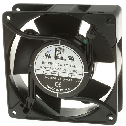 RS Pro - OA109AP-22-1TB03 - RS Pro OA109 ϵ 15W 230 V   OA109AP-22-1TB03, 180m3/h, 3100rpm, 120 x 120 x 38mm		