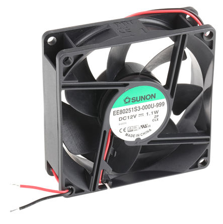 Sunon - EE80251S3-000U-999 - Sunon EE ϵ 1.1W 12 V ֱ  EE80251S3-000U-999, 56m3/h, 2600rpm, 80 x 80 x 25mm		