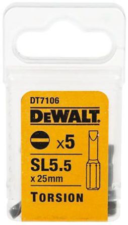 DeWALT - DT7106R-QZ - Dewalt 5.5 x 25 mm 扭转刀头 DT7106R-QZ, 一字刀头		