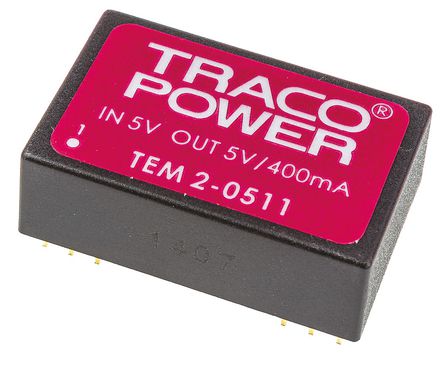 TRACOPOWER - TEM 2-0511 - TRACOPOWER TEM 2 ϵ 2W ʽֱ-ֱת TEM 2-0511, 4.5  5.5 V ֱ, 5V dc, 400mA, 1kV dcѹ, 50%Ч, DIP 24װ		