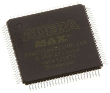Altera - EPM3128ATC100-10N - EPM3128ATC100-10N, 最大 3000A系列 复杂可编程逻辑设备 CPLD, EEPROM存储器, 128宏单元, 80 I/O, 8逻辑块, ISP, 100针 TQFP封装		