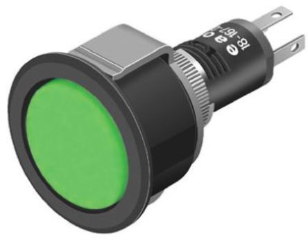 EAO - 18-060.0055L - EAO 18-060.0055L ͹ ɫ LED ָʾ, ӽӶ, 16mmװ׳ߴ, 3.2 V ֱ		