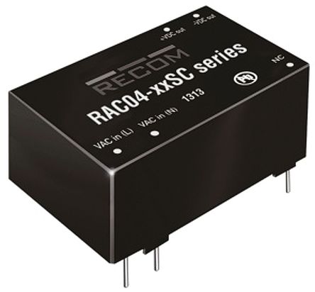 Recom - RAC04-24SC - Recom 4W  ǶʽģʽԴSMPS RAC04-24SC, 80  305V ac, 24V dc, 167mA, 79%Ч		