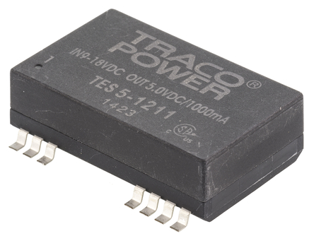 TRACOPOWER - TES 5-1211 - TRACOPOWER TES 5 ϵ 5W ʽֱ-ֱת TES 5-1211, 9  18 V ֱ, 5V dc, 1A, 1.5kV dcѹ, SMDװ		