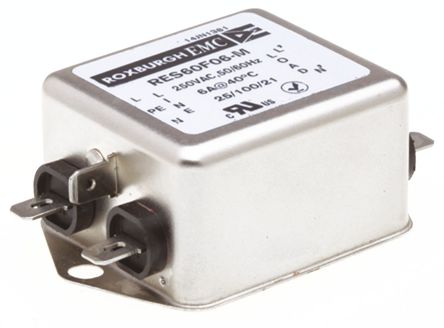 Roxburgh EMC - RES60F06-M - Roxburgh EMC RES60 ϵ 6A 250 V , DC to 400Hz ̰װ RFI ˲ RES60F06-M, Fast-OnӶ		