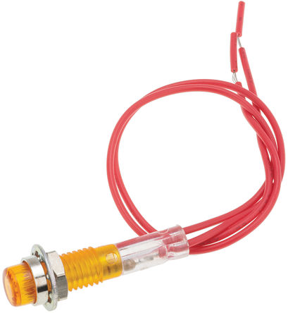 CAMDENBOSS - IND515205-240-T/AMB - CAMDENBOSS IND515205-240-T/AMB 7.5 mm ͹ ɫ neon ָʾ, ߽Ӷ, 6.4mmװ׳ߴ, 240 V		