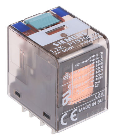 Siemens - LZX:PT570024 - Siemens LZX:PT570024 4 ˫ ʽ Ǳ̵, 6 A, 24V dc		