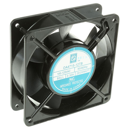 RS Pro - OA4715-12-1TB - RS Pro OA4715 ϵ 24W 120 V   OA4715-12-1TB, 187m3/h, 3000rpm, 120 x 120 x 38mm		
