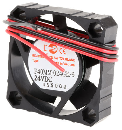 Micronel - F40MM-024GK-9 - Micronel F40 ϵ 0.9W 24 V ֱ  F40MM-024GK-9, 9.18m3/h, 5800rpm, 40 x 40 x 10mm		