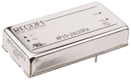 Recom - RP15-2405DFW - Recom RP15 FW ϵ 15W ʽֱ-ֱת RP15-2405DFW, 9  36 V ֱ, 5V dc, 1.5A, 1.6kV dcѹ, 82%Ч, DIPװ		