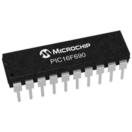 Microchip - PIC16F690-E/P - Microchip PIC16F 系列 8 bit PIC16F MCU PIC16F690-E/P, 20MHz, 7 kB ROM 闪存, 256 B RAM, 1xUSB, PDIP-20		