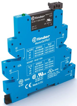 Finder - 39.20.0.125.9024 - Finder 2 A DIN찲װ  ӿڼ̵ģ 39.20.0.125.9024, PLC, ֱл, 24 V ֱ		