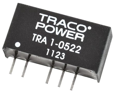 TRACOPOWER - TRA 1-0522 - TRACOPOWER TRA 1 ϵ 1W ʽֱ-ֱת TRA 1-0522, 4.5  5.5 V ֱ, 12V dc, 42mA, 1kV dcѹ, 86%Ч, SIPװ		