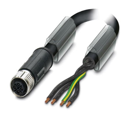 Phoenix Contact - 1408843 - Phoenix Contact 1m ɫ Դ 1408843, 4 ĸ M12  ն˽ͷ, 12 A, 630 V		