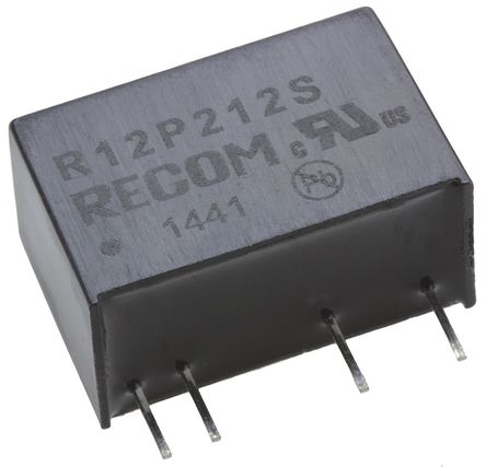 Recom - R12P212S - Recom 2W ʽֱ-ֱת R12P212S, 10.8  13.2 V ֱ, 12V dc, 167mA, 2.6kV acѹ, SIPװ		