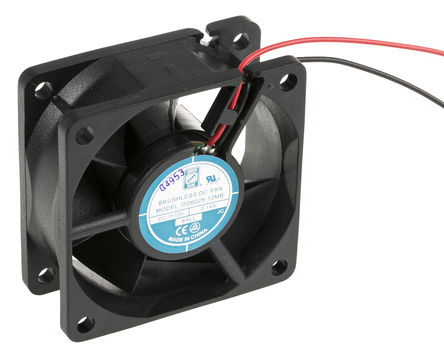 RS Pro - OD6025-12MB - RS Pro OD6025 ϵ 1.7W 12 V ֱ  OD6025-12MB, 30.6m3/h, 3500rpm, 60 x 60 x 25mm		