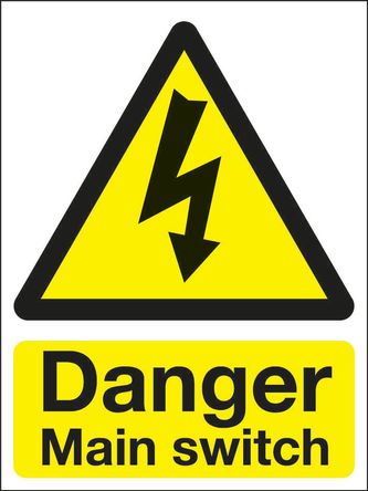 Signs & Labels - WA9A/S - Signs & Labels WA9A/S 5װ ɫ/ɫ Ӣ  ϩ Σվǩ “ΣյԴ“, 150 x 200mm		