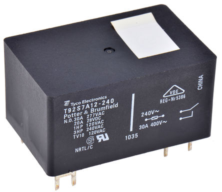 TE Connectivity - T92S7A12-240 - TE Connectivity 9-1393211-9 ˫ PCB װ Ǳ̵, 240V ac		