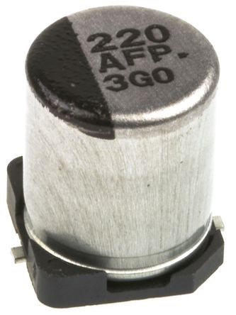 Panasonic - EEEFPA221XAP - Panasonic FP SMD ϵ 10 V ֱ 220F SMD  EEEFPA221XAP, 20%ݲ, 160m(ֵ), +105C, D8װ		