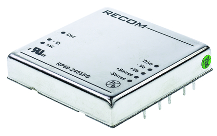 Recom - RP60-2405SG - Recom RP60 G ϵ 60W ʽֱ-ֱת RP60-2405SG, 18  36 V ֱ, 5V dc, 12A, 1.6kV dcѹ		