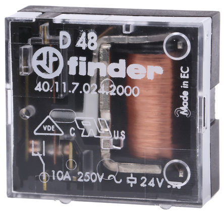 Finder - 40.11.7.024.2000 - Finder 40.11.7.024.2000 ˫ PCB װ Ǳ̵, 10 A, 24V dc		