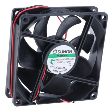 Sunon - ME92251V3-000U-A99 - Sunon ME ϵ 1.3W 12 V ֱ  ME92251V3-000U-A99, 67.15m3/h, 2400rpm, 92 x 92 x 25mm		