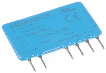 RS Pro - LS05-15B09S - RS Pro 5W  ǶʽģʽԴ SMPS LS05-15B09S, 100  400 V dc, 85  264 V ac, 9V, 560mA, 72%Ч		