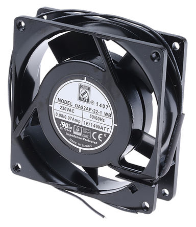 RS Pro - OA92AP-22-1WB - RS Pro OA92 ϵ 13W 230 V   OA92AP-22-1WB, 60m3/h, 3000rpm, 92 x 92 x 26mm		