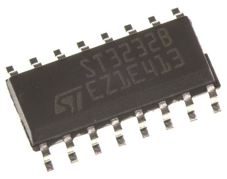 STMicroelectronics - ST3232BDR - STMicroelectronics ST3232BDR 400kbps ·շ, RS-232ӿ, 2-TX 2-RX, 3.3 V5 VԴ, 16 SOICװ		