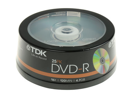 TDK - DVD-R47CBED25-6C - TDK 4.7 GB DVD, DVD-R 盘, 25 件装		