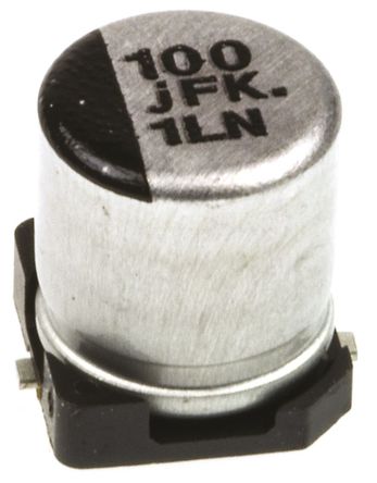 Panasonic - EEEFKJ101UAR - Panasonic FK SMD ϵ 6.3 V ֱ 100F SMD  EEEFKJ101UAR, 20%ݲ, 700m(ֵ), +105C, Cװ		