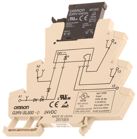 Omron - G3RV-SL500-D 24VDC - Omron 3 A DIN찲װ  ̵̬ G3RV-SL500-D 24VDC, MOSFET, 26.4 V ֱ		