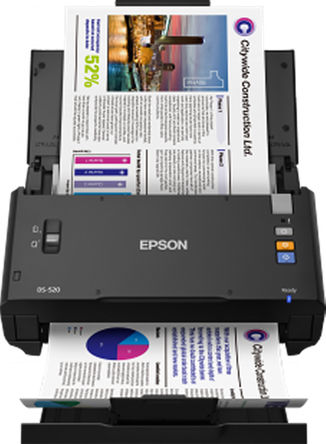 Epson - EPSWFDS520 - Epson Workforce DS-520 文档扫描仪 EPSWFDS520, 最大扫描 215 x 914mm 文件, 最大 600 x 600dpi, 24 (Output) bit, 48 (Input) bit色深		