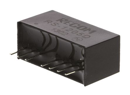 Recom - RS-1205D - Recom RS ϵ 2W ʽֱ-ֱת RS-1205D, 9  18 V ֱ, 5V dc, 200mA, 500V acѹ, SIPװ		