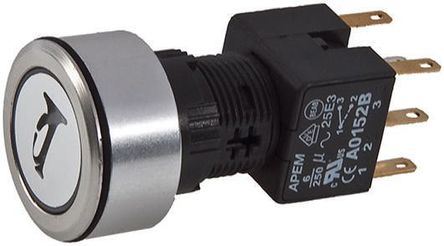 Apem - A1PCA1Y218J403 - Apem A1PCA1Y218J403 ˲ DP ɫLED 尲װ ť, 6 A @ 250 V 		